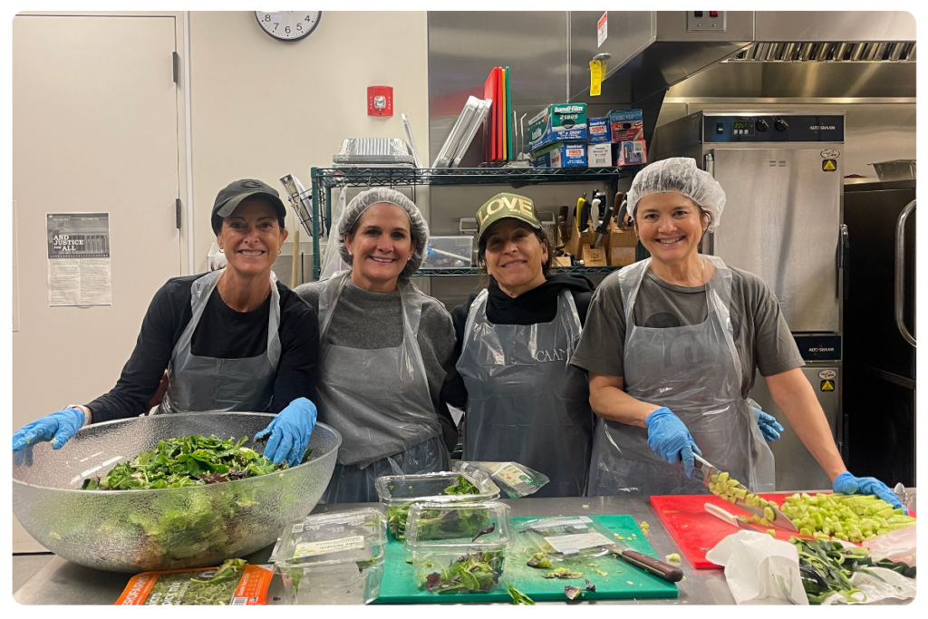 Congregants at Fourth Presbyterian Church cooking for over 200 individuals in need.