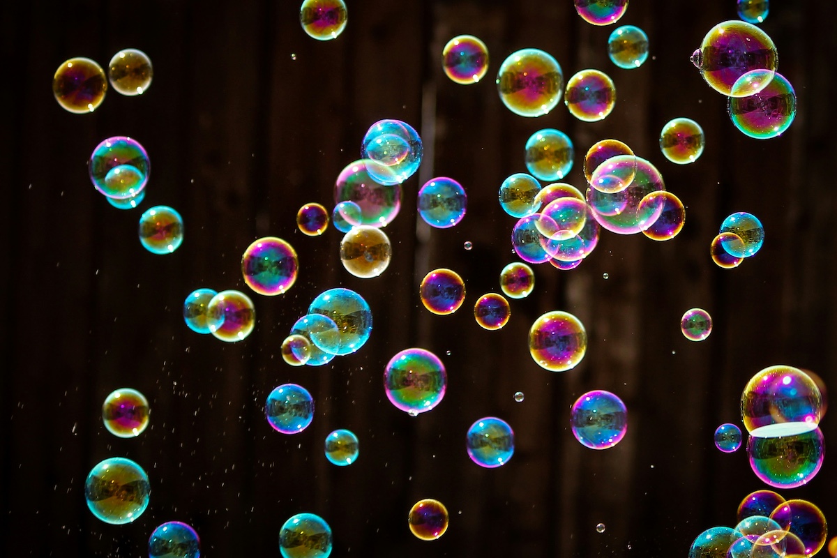 Reflective Bubbles on a Dark Background